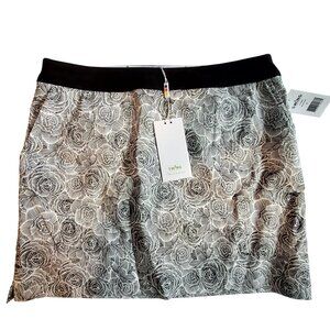 Swing Control Womens Black & White Floral Pattern Stretch Skort Size 8